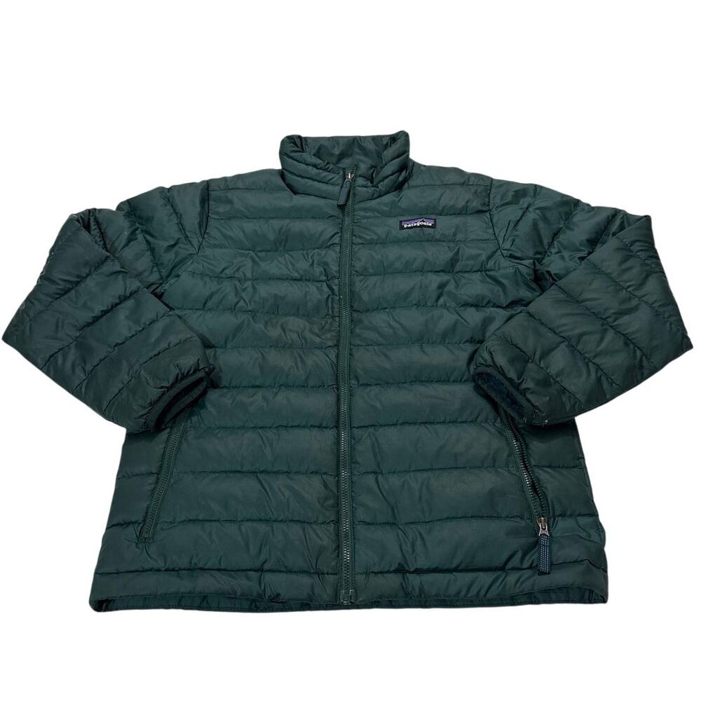 Patagonia Kids 10 Green Down Sweater Full-Zip Puffer Jacket Snow Outdoors Winter